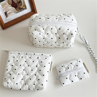 Pochette Mini Matelassée à Pois Personnalisable avec Logo – Légère, Zippée, Idéale pour Rouge à Lèvres, Cosmétiques et Petites Pièces