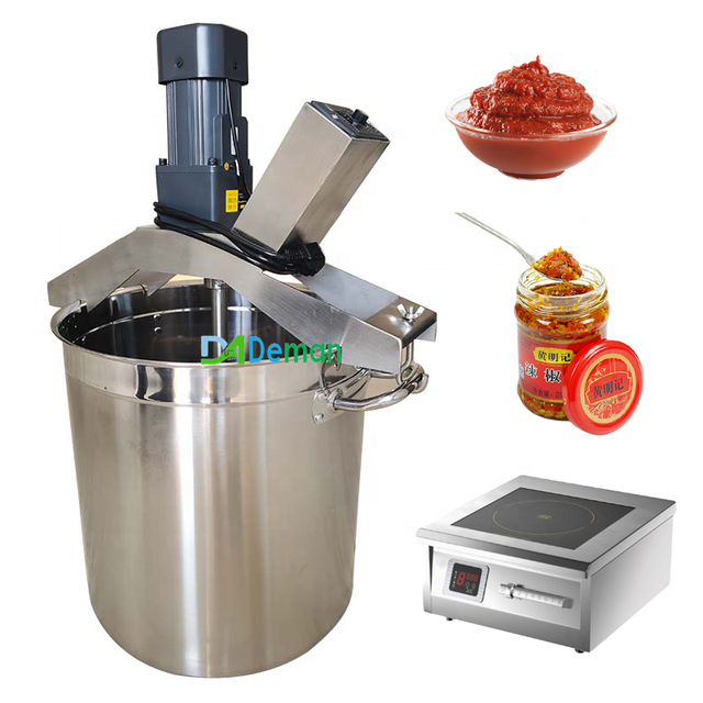 170L Gas/Electric Heating Stirring Pot Soup Sauce Cooking Pot with Mixer Hot Pepper Chili Curry Jam Stir Fry Machine