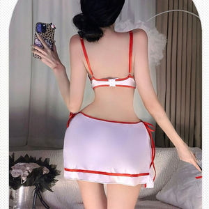 Cross-border European and American color-blocked sexy costume set, summer preppy style waist-cinching shirt and super short - Product Image 4