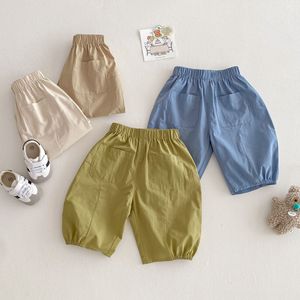 <span class=keywords><strong>Pantalon</strong></span> d'été en coton uni pour garçons, coupe décontractée, jambe large, pour enfants, vente en gros - Product Image 3