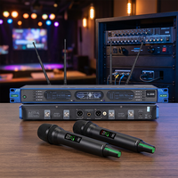 Système de microphone sans fil UHF double canal XUNGUAN SL-6500 avec récepteur à montage en rack et microphones portatifs pour la scène et les discours