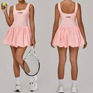 Индивидуальная цветная Блокировка телесного цвета, накладные двойные спортивные платья с антибликовым дизайном для тенниса, спортзала, спортзала, Conjuntos Para Mujeres - Product Image 1