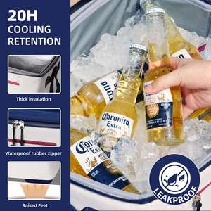 New Design 40-Can Versatile Beach Multipurpose Insulated Cooler <b>Storage</b> Bag <b>Collapsible</b> Leak Proof Waterproof Fabric Single Cup - Product Image 4