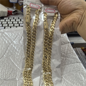 Cadena Cubana Mónaco Impermeable de Oro 14k, Juego de Joyería de 6mm, 8mm, 10mm, Cierre Miami 6S para Mujer y Hombre - Product Image 2