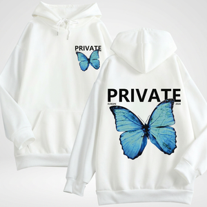 Sudaderas con capucha transpirables Terry de manga completa lavadas con ácido para mujer, logotipo de mariposa, impresión por sublimación en la parte delantera y trasera, Sudadera con capucha antipilling - Product Image 3