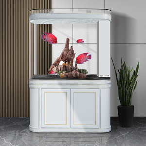 Stilvolles <span class=keywords><strong>Aquarium</strong></span> mit Doppelrundung an den Ecken, Umweltfreundliches Glas-<span class=keywords><strong>Aquarium</strong></span> für Zuhause, Büro und Wohnzimmer, Bodenständer für Salzwasser- und Süßwasser-Pflanzenbecken - Product Image 1