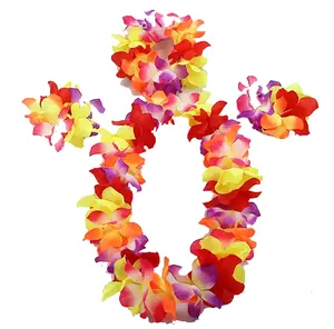 Hawaiian Leis en vrac, Leis de fleurs tropicales colorées pour enfants adultes Hawaiian Beach Luau Party Favors Décorations