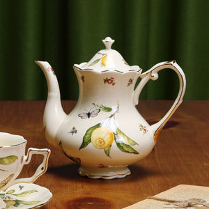 Services à thé en porcelaine à motif citron, vente en gros, fabriqués en Europe, tasses à café en céramique imprimées à la main, style européen - Product Image 3