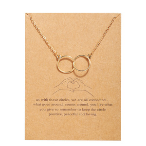 Collar <span class=keywords><strong>de</strong></span> tarjeta Vintage cadena fina delicado doble círculo y colgante <span class=keywords><strong>de</strong></span> mariposa collar <span class=keywords><strong>de</strong></span> joyería <span class=keywords><strong>de</strong></span> <span class=keywords><strong>amistad</strong></span> para regalo <span class=keywords><strong>de</strong></span> mujer - Product Image 3