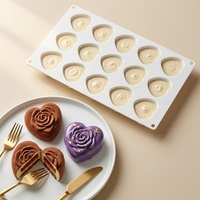 Moule en silicone de qualité alimentaire avec démoulage facile, moule 3D en forme de rose et de cœur, outil de pâtisserie pour gâteau au chocolat mousse DIY