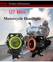 Mini phare LED pour moto U7, projecteur de conduite, feux de brouillard rouge, blanc, vert, faisceau haut/bas, stroboscope, Angel Eye, phare de moto