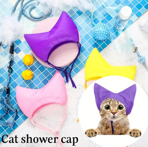 Colorido gorro de baño impermeable para gatos, ocho colores seguros disponibles, protege los oídos y evita la entrada de agua en el baño - Product Image 2