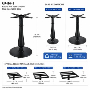 Base de table commerciale moderne en fonte, noir mat, hauteur réglable 28,3 cm, tige filetée, pour restaurant, café, bar, prix DDP USA - Product Image 4