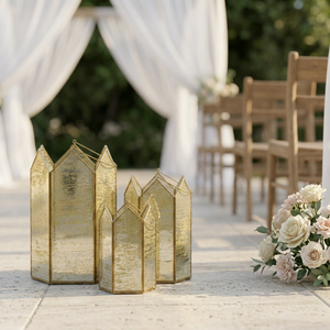 Portavelas de Cristal Mercurizado con Marco de Metal de Latón, Forma Personalizada, para Decoración de Bodas, Venta al Por Mayor - Product Image 3