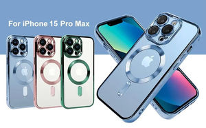 Étui de téléphone sûr magnétique de charge sans fil de luxe pour iPhone 17 16 15 14 13 Pro Max <span class=keywords><strong>Plus</strong></span> couverture de pare-chocs galvanisée transparente - Product Image 2