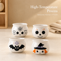 Bol à bonbons d'Halloween personnalisé avec des motifs d'araignées, de crânes, de chauves-souris et de sorcières pour la décoration de table de fête