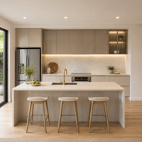 Armoires de cuisine en PET haute brillance pour les projets d'appartements australiens et les entrepreneurs en aménagement résidentiel