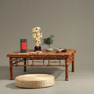 <b>Bamboo</b> Tea <b>Table</b> Square Low Retro Lacquer <b>Coffee</b> <b>Table</b> For Zen Style Home Use - Product Image 4