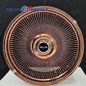 Customized 20 22 Inch <b>Chrome</b> Rims <b>Gold</b> Wire Wheels Spoke Alloy Car Rims Classic Lowrider Style - Product Image 4