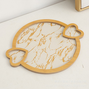 Heart Shaped Wooden Candy <b>Tray</b> Black <b>Gold</b> White <b>Gold</b> Pattern Hotel Coffee Tea <b>Serving</b> <b>Tray</b> - Product Image 3