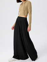 Nouveau pantalon long ample de danse pour femme, style européen et américain, pantalon décontracté drapé, pantalon taille haute à jambes larges pour l'été et les activités.