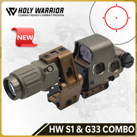 Lunette de visée holographique Holy Warrior S1 avec point rouge, grossisseur 3X NBG33, marquages complets, caractéristiques étanches, monture Fas Optic Riser FTC Combo