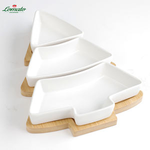 هدية العيد خشبية شجرة عيد الميلاد الخيزران المقبلات وجبة خفيفة صينية تقديم مع صحن قابل للإزالة لمطعم المنزل - Product Image 5