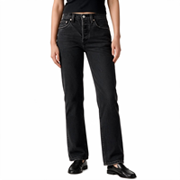 Jeans en denim noir délavé taille haute coupe droite style européen et américain pour femme, vintage, skinny, extensible, longueur intégrale, OEM ODM