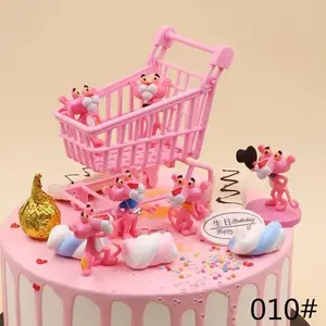 Décoration de gâteaux panthère rose 3 pièces, accessoires de cuisson pour pâtisserie, ornement de pâtisserie, fête d'anniversaire, jouet pour enfant, animal mignon