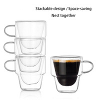 Mug à expresso tendance en verre borosilicate transparent à double paroi, résistant à la chaleur
