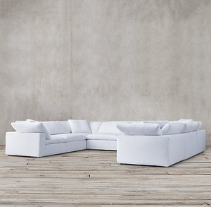 Divano a U Personalizzato Rhoohill RH per Soggiorno, Colore <span class=keywords><strong>Bianco</strong></span>, Stile Moderno in Lino, Divano Cloud per Salotto - Product Image 3