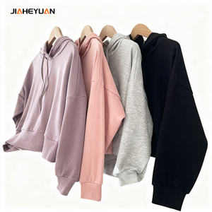 Hoogwaardige op maat gemaakte logo dames cropped oversized <span class=keywords><strong>hoodies</strong></span> casual sweatshirts cropped jack 2026 mode Y2K kleding - Product Image 1