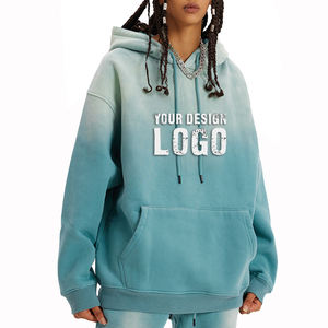 High Street Heavyweight Washed Distress Loose Men's Hoodie Autumn Winter Spray Dyed Gradient Color Oversized <b>Hoodies</b> For Men - Product Image 5