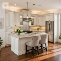 XINGRUO Meubles de cuisine sur mesure de style campagnard français, armoires en contreplaqué, bois pour projet de villa de luxe ou appartement