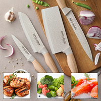 Ensemble de couteaux de cuisine 6 pièces en acier inoxydable mat de luxe moderne avec ciseaux et bloc de rangement en bois pour la cuisson et la découpe