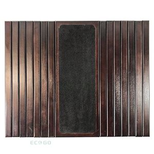 Plateau de canapé en bambou brun avec finition laquée, support pliable à un seul niveau pour accoudoir de canapé, pour la vaisselle, les collations et les boissons dans le salon - Product Image 6