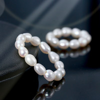 Feine handgemachte Perle Zeitgenössischer Schmuck Sting Ring Elastischer natürlicher Süßwasser Barock Perlen Perlen Ring
