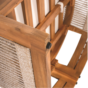 Chaise de jardin moderne en bois de rose, design courbé avec accents en corde tressée, coussins résistants à l'eau - Product Image 2