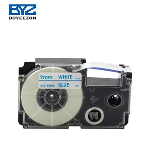 白地に青XR-9WEB * 8mEZラベルテープカートリッジBYZ-9WEB CW-L300 EZラベルプリンター用KL-8800 KL-820 KL-170 KL-780