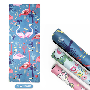 Tapis de <span class=keywords><strong>yoga</strong></span> pour enfants en microfibre antidérapant, motif animal de dessin animé flamant rose, prix de gros, pour jeu/danse/entraînement - Product Image 1