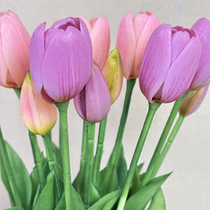 Fábrica de Flores Meiyu, Tulipanes Artificiales de Goma Suave de 5 Cabezas, Resistentes a los Rayos UV, Decoración para Bodas y Hogar - Product Image 4