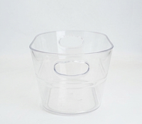 Seau à glace ovale transparent en acrylique de 5 L avec poignées, bac à boissons empilable pour bar, fête, mariage, refroidissement des boissons