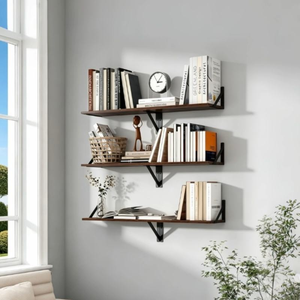 Axeman Heavy Duty <strong>Floating</strong> <strong>Shelves</strong> Set 2 16W X 8D 8 Inch Deep Rustic <strong>Grey</strong> Wood Wall Mounted <strong>Shelves</strong> for Farmhouse Living Room - Product Image 3