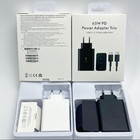 Adaptor Daya PD 65W Trio Dual USB-C Port Pengisi Daya Cepat dengan Port USB-A Universal untuk Pengisian Daya Ponsel dan Tablet