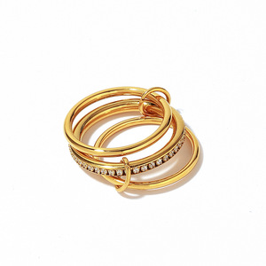 Stainless Steel <b>Ring</b> <b>Set</b> Gold Plated Geometric Design Channel Setting Jewelry for <b>Women</b> - Product Image 4