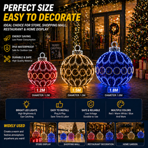 Boule de <span class=keywords><strong>Noël</strong></span> LED géante à suspendre pour <span class=keywords><strong>extérieur</strong></span>, décoration commerciale pour affichage festif en centre commercial - Product Image 2