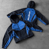Ensemble de survêtement en nylon personnalisé, coupe-vent, veste zippée color block, pantalon de survêtement détachable, taille plus, survêtement de sport unisexe