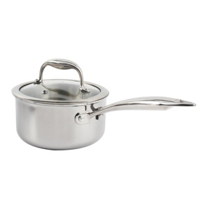Casserole à sauce triple plis avec couvercle en verre, casserole en acier inoxydable avec poignée Stay-Cool - Product Image 4