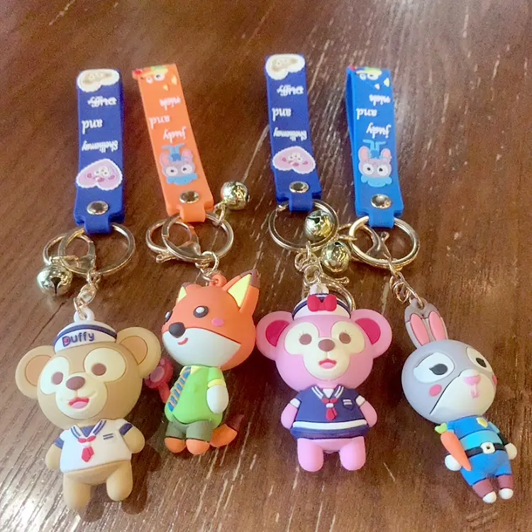 Zootopia Key Chain Car Bag 3D Ornaments Judy Nick Lovely Duffy Bear Key Ring ShellieMay Pendant Wholesale Holiday Birthday Gifts