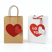 Sacs en papier de luxe pour fêtes de mariage, vente en gros, sacs cadeaux en papier kraft recyclables, imprimés cœur, sacs écologiques pour la Saint-Valentin